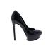 B Brian Atwood Heels: Slip On Stilleto Cocktail Black Print Shoes - Women's Size 8 1/2 - Round Toe