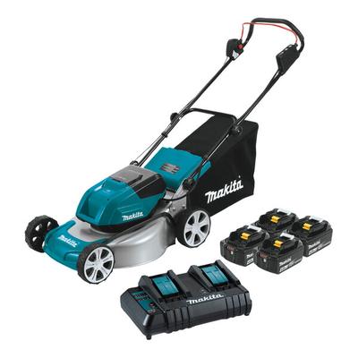 Makita 36V (18V X2) LXT 18" Brushless Cordless Lawn Mower Kit with (4) 4.0 Ah Lithium-Ion Batteries and Dual-Port Charger XML03CM1