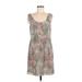 J.Crew Casual Dress - Mini Scoop Neck Sleeveless: Green Floral Dresses - Women's Size 8