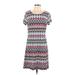 AB Studio Casual Dress - Shift Scoop Neck Short sleeves: Gray Chevron Dresses - Women's Size Large