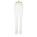 Madewell Jeggings - Mid/Reg Rise Skinny Leg Boyfriend: White Bottoms - Women's Size 28 - Light Wash