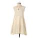 MNG Casual Dress - A-Line Keyhole Sleeveless: Ivory Print Dresses - Women's Size 2