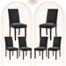 Red Barrel Studio® Bontrager Nailed Trim Linen Parsons Dining Chairs w/ Solid Wood Legs Wood/Upholstered/Fabric in Black | Wayfair