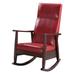 Wildon Home® Donovan Red & Espresso Tight Cushion Rocking Chair Faux Leather/Solid + Manufactured Wood/Wood/Upholstered in Brown/Red | Wayfair