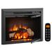 Symple Stuff Saturmino 28" W Electric Fireplace Insert w/ Adjustable Fire Flame & Fire Cracking Sound in Black | Wayfair