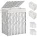 Winston Porter Plastic Laundry Hamper w/ Handles Plastic in Gray/Blue/White | 23.6 H x 18 W x 13 D in | Wayfair 9E3E2129D552439994BED0F7421C21E2