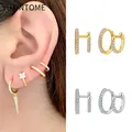 Boucles d'oreilles créoles en argent regardé 925 pour femmes, boucles d'oreilles Huggie en cristal, boucle d'oreille cercle punk, cadeau de bijoux féminins à la mode