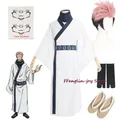 Ryomen-Costume Cosplay Sukuna avec Perruque Tatouage Kuna Kimono Japonais Tenue Trempée Uniforme