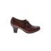 Strictly Comfort Heels: Loafers Chunky Heel Classic Brown Print Shoes - Women's Size 6 - Round Toe