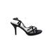 Nina Heels: Black Solid Shoes - Women's Size 7 - Open Toe