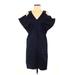 Zero + Maria Cornejo Casual Dress - Shift V Neck Short sleeves: Blue Print Dresses - Women's Size 6