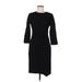 Diane von Furstenberg Cocktail Dress - Sheath Crew Neck 3/4 sleeves: Black Print Dresses - Women's Size 6