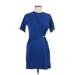 Rag & Bone Casual Dress - Mini Crew Neck Short sleeves: Blue Print Dresses - Women's Size 2X-Small