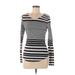 Merona Long Sleeve T-Shirt: Silver Color Block Tops - Women's Size Medium