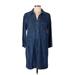 RACHEL Rachel Roy Casual Dress - Shirtdress: Blue Print Dresses - Women's Size 10