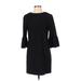 Zara Casual Dress - Shift Crew Neck 3/4 sleeves: Black Solid Dresses - Women's Size Small