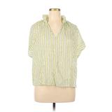 Banana Republic Factory Store Short Sleeve Blouse: Green Stripes Tops - Women's Size X-Large