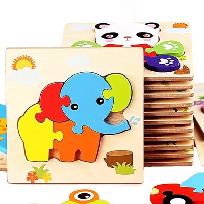 Giocattoli per bambini Puzzle 3d in legno cartone animato animale/veicolo Puzzle in legno