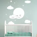 Cartone animato bianco nuvola sorridente stelle adesivo da parete bambini camerette decorazioni