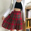 Verlängern Hohe Taille Gothic Punk Stil Faltenrock Plus Größe Goth Rot Harajuku Y2k Kleidung Koreanischen Stil