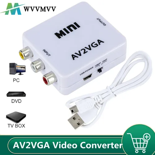 HD AV2VGA Video Konverter converter Box AV RCA CVBS zu VGA Video Converter Conversor mit 3 5mm Audio