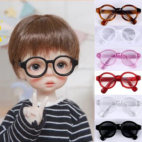 Bonbon farbe runder Rahmen Miniatur puppen brille Puppe klare Linse Brillen Brillen zubehör Größe