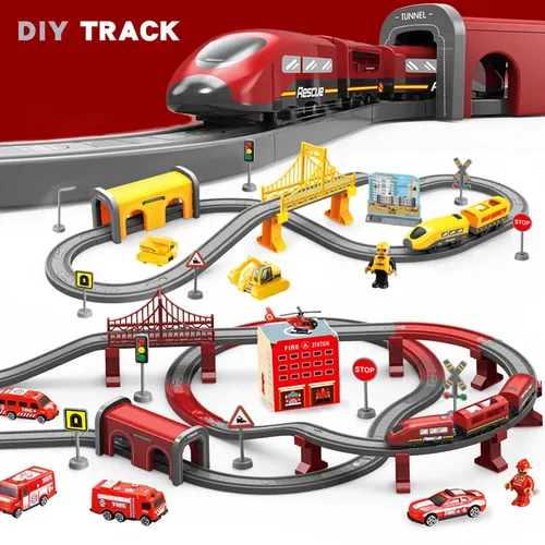 DIY Schiene Auto Kinder Spielzeug Puzzle Montiert Eisenbahn Track Gebäude Block Track Magnetische