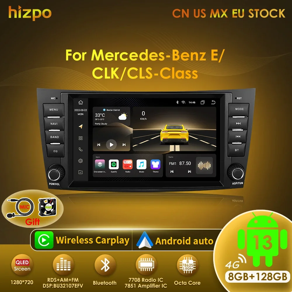 Hizpo 8 "Android 13 Autoradio mit Bildschirm Für Mercedes Benz E-Klasse W211 W463 W219 W209 Carplay Stereo AUTO SWC 4G 8Core Navi BT Image