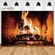 Brick Fireplace Wood Burning Fire Blame Wallpaper Home Decor Country Pattern Photo Backgrounds