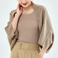 100%Pure Wool Women's Knitted Shawl Soft Warm Wollen Cardigan Cloak Wraps Shoulder Neck Protect