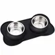 Antislip Double Dog Bowl With Silicone Mat Durable Stainless Steel Water Food Feeder Pet Feeding