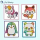 Joy Sunday Cartoon Rainbow Animal Pattern Cross Stitch Set Aida 11CT 14CT 16CT Printing Sewing Kit