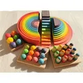 High Quality Wooden Toys Lime Wood Rainbow Arch Stacking Blocks Building Semi Color Sorting Peg