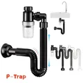 Flexible Stretchable Kitchen Sink Drain Pipe P-Trap Deodorant Strainer Pipeline Bathroom Washbasin