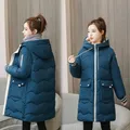 Winter Women Coat Mid-length Hooded Cotton Padded Parkas 4XL Warm Thicken Casual Overcoat Loose Snow