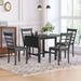 5-Piece Wood Square Drop Leaf Breakfast Nook Extendable Dining Table Set with 4 Ladder Back Chairs