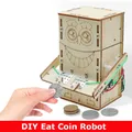 Wooden Electric Powered Eat Coin Robot DIY Models & Building Toy Science &Education Model Toy For