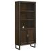 Coaster Furniture Marshall 5-shelf Bookcase With Storage Cabinet Dark Walnut and Gunmetal - 31.25'' x 14.00'' x 76.25''