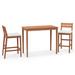 Gymax 3 Piece Outdoor Bar Set Patio Eucalyptus Wood Bar Height Table &