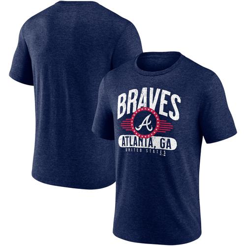 Atlanta Braves Badge of Honor Tri-Blend T-Shirt für Herren, meliertes Marineblau