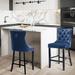Sealy Contemporary Upholstered Bar Stools with Button Tufted and Wooden Legs - N/A