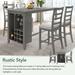 Gray 5-Piece Dining Table Set Bar Table with 4 Chairs & Wine Cabinet