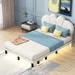 Queen/Full Size Upholstery Platform Bed with PU Leather Headboard and Support Legs,Underbed LED Light