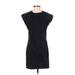 Zara Casual Dress - Mini High Neck Short sleeves: Black Solid Dresses - Women's Size X-Small