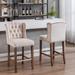 Modern Upholstered 27" Counter Height Bar Stools with Nailhead-Trim and Tufted Back
