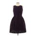 Calvin Klein Cocktail Dress - Fit & Flare Crew Neck Sleeveless: Burgundy Solid Dresses - Women's Size 6