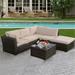 Outdoor Patio Wicker Furniture Cushioned Seat - Brown - 4 Piece