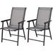 Set of 2 Patio Folding Chairs Outdoor Chairs with Armrest Portable Dining Chairs for Porch Camping Pool Beach Deck Lawn Garden 2-Pack Patio Sling Chairs Metal Frame Grey