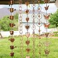 Riguas Wind Chime Corrosion Resistant Eye-catching Exquisite Easy Installation Collectible Decorative Long Lasting Steel Leaves Rain Chain for Outdoor