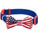 Blueberry Pet 2 Patterns Patriotic Spirits American Flag USA Adjustable Bowtie Blue Dog Collar - Handmade Bow Tie w/Jacquard Weave Fabric Medium Neck 14.5 -20